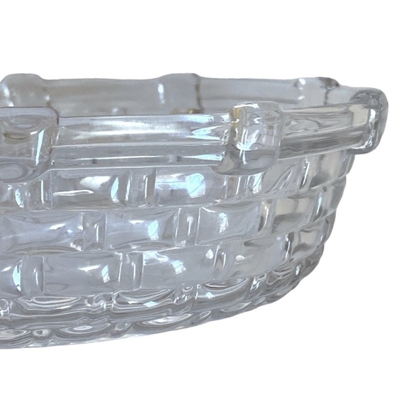 Oval Glass Soap Dish Clear Basketweave Luxury Bath Accessory - Picture 4 of 6